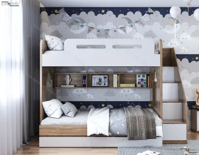 Giường Tầng Trẻ Em Hiện Đại Nolulu - GT286 Với Đầy Đủ Kích Thước Từ 1m-1m8 Chịu Tải Lên Đến 500kg