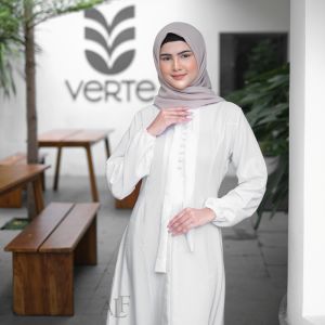 Sierra Dress by Alfaina | Gamis Kerah Pita Slim Look Korean Style