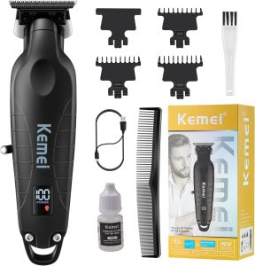 KEMEI 2293 Professional Hair/Beard Trimmer for Men Zero Gapped Hair Clippers for Barber with T Blade Cordless Rechargeable