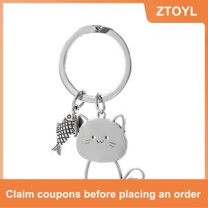 【ZTOYL】 Phim hoạt hình vui nhộn mèo cá Keychain vài người yêu thích thép không gỉ Keyring đáng yêu Mặt dây chuyền Móc Chìa Khóa Ngày Valentine quà tặng trang sức