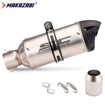 (Left&Right) 51MM Universal Motorcycle Exhaust Muffler Escape Moto Dirt Bike Scooter Exhaust Pipe Power Pipe For Yamaha MT07 MT09 R1 R6 R15 R3 Ninja 300 NVX155 Honda CBR150R ER-6N Z800 Z1000 MIO wave 110i etc