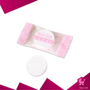 BabyShop-K142 Tissue Bulat Mini Travel Sekali Pakai / Masker Wajah Kompres Towel Portable Tisu Bentuk Permen / Travelling Compressed Paper Mask Sheet Import