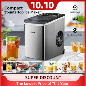 Hicon Ice Maker Machine Portable Ice New Upgrade Maker Machine Automatic Household Smart Touch Screen Stainless Steel Body Ice Cube Maker 25KG/24H