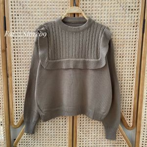 Dakriani Sweater Atasan Rajut Wanita Motif Ruffel Cable Lengan Panjang