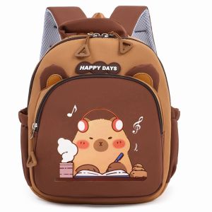 MILDPETAL Nylon Capybara Backpack Cartoon Large Capacity Kindergarten Backpack Cute Multi-layer Capybara School Bag