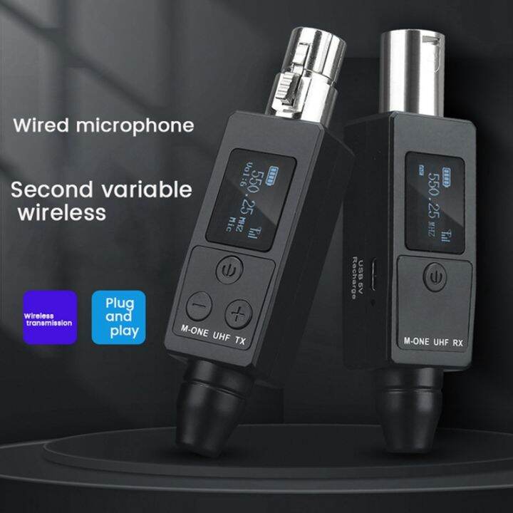 UHF Wireless Microphone Converter Transmitter Receiver for Dynamic ...