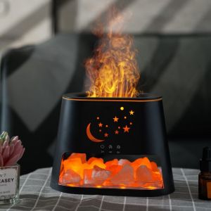 เครื่องทำความชื้นเปลวไฟ พร้อมหินเติมเกลือ ไฟ7สี มีรีโมท เครื่องพ่นไอน้ำอโรม่า Aroma Diffuser