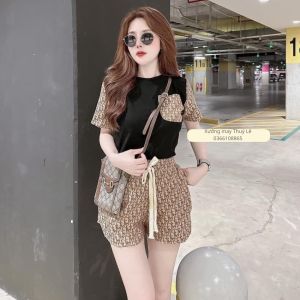 [HOTTREND C6] Bộ mặc nhà nữ mùa hè sét bộ quần đùi vải thô đẹp áo cotton phối cách điệu siêu xinh-  mặc nhà dạo phố