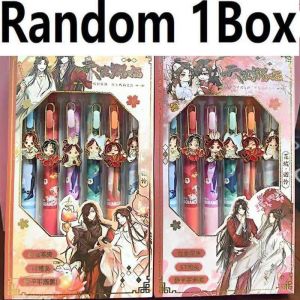 6Pcs/ Tian Guan Ci Fu Xie Lian Hua Cheng Cute Metal Pendant Roller Ball Pen Cartoon Heaven s Blessing Black ink Gel pen kids stationery gift