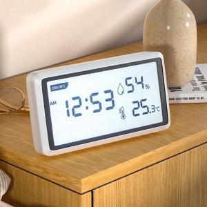 Desktop Thermometers Hygrometer with Time Display Indoor Baby Room Office Temperature Humidity Measurement Meter Gauge