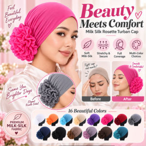 Inner Sanggul Lace Rosette Milk Silk Bun Hat Tudung Inner Hijab Headscarf Premium Cotton Soft Breathable Everyday Wear