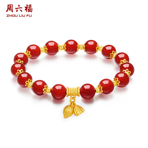 ZHOU LIU FU 周六福 S925 Sterling Silver Agate Beaded Bracelet Lucky Style  Lotus head Bracelet J1914984
