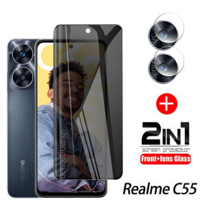Realme C55 Kính Cường Lực Kính Cường Lực Chống Nhìn Trộm Kính Cường Lực + Miếng Dán Ống Kính 2in1