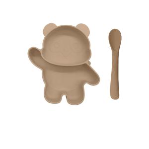 รูปแพนด้าสำหรับเด็ก 2 ชิ้น จานก้นดูดเด็ก จานซิลิโคนก้นดูด เข้าไมโครเวฟได้ เด็ก เด็กทารก จานแบ่งพร้อมช้อน ปลอดสาร BPA