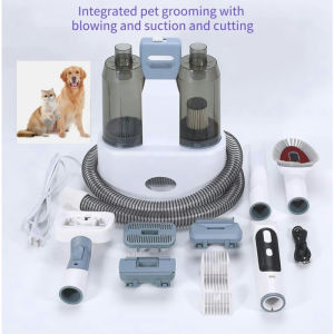 Pet Grooming Kit For Dog Cat Vacuum Blower Electric Hair Clipper Integrated 3 In 1 Pet Blower With Brush With Low Noise