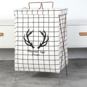 Believe Nordic Minimalist Folding Bracket Dirty Cloth Laundry Bakul Baju Kotor Basket Waterproof Large-Capacity Clothes Toy Storage Box(Without cover)