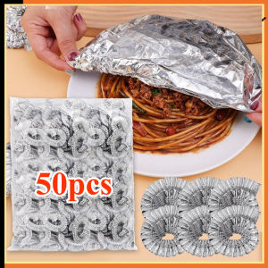 50Pcs Bowl Cover Aluminum Foil Food Grade Food Insulation Cover Reusable Refrigerator Accessories Saran Wrap Kitchen Tools