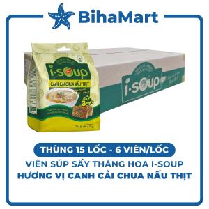 [THÙNG 15 LỐC] - NFC - Viên súp sấy thăng hoa I-Soup hương vị Cải chua nấu thịt Canh cải chua I Soup Canh ăn liền (78g/lốc)