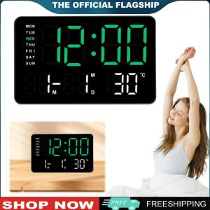 [CHAMAIR MALL]LED Digital Alarm Clock Boarderless Wall-mounted Clock Large Number Display Temperature/Date Display for Home Office