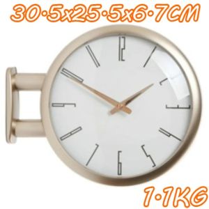 FFBH Double Sided Wall Clock Dustproof Glass Cover Silent Durable Wall Clock Korean Minimalist Art Creativity Light Luxury Home Decor 5B9Z4