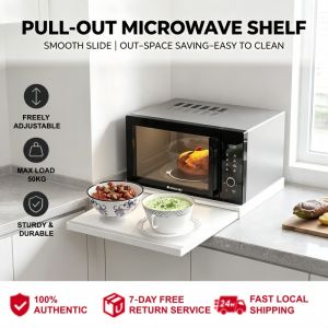 Slide Out Microwave Rack Kitchen Counter Extension Shelf Heavy‑Duty Space‑Saving Organizer for Kitchen Countertop