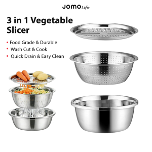 ✅SG Ready Stocks✅ 3 in 1 Vegetable Slicer Stainless Steel Grater Drain Basket Kitchen Cutter