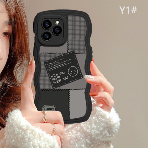 (Lokal Ready) Xinyu Casing hp Vivo Y16 Y17S Y27S Y36 Y27 Y15s Y15A Y12S Y12A Y02 Y01 Y02S Y22 Y22s Y35 Y21T Y21A Y21S Y33S Y12 Y12i Vivo V25e V27e Y15 Y17 Y11 Y20S Y91C Y19 Y30 Y50 Y53s S1 Label Hitam Cute Smiley Stitching Pinggir Gelombang Softcase