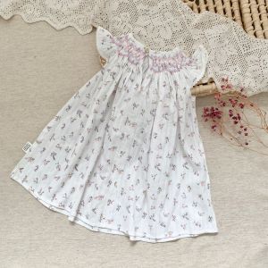 Girls Beach Dress Summer Vintage Floral Printing Ruffles Lace Sleeve Kids Dresses for Toddler Girls Clothing Children Vestidos2026