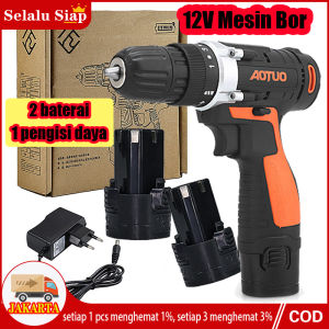 Dikirim Dari Jakarta)Mesin Bor Listrik Cordless Drill Set Drill Machine Cordless Battery Electric Drill Power Tool Drill / Cordless Screwdriver (2 baterai 1 pengisi daya) (dalam Stok