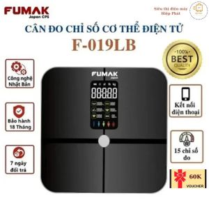 Cân Điện Tử Thông Minh Fumak F-019LB Đo 15 Chỉ Số Cơ Thể Kết Nối Smartphone Công Nghệ Nhật