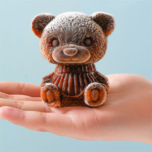 3D Rose & Teddy Bear Shape Silicone Ice Mold Icecube Maker Chocolate Mousse Mold DIY Soap Mould Whiskey Ice Hockey Coffee Juice Cake Decor