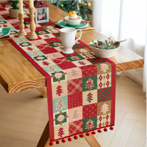 New Christmas New Year Table Runner Festive Ambience Long Strip Decor Tablecloth Printed Santa Pattern Premium Durable Dining Table Table Runner