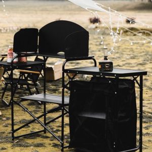 Portable Cook Station | Easy Setup | Aluminum | with Storage Bag | Kitchen table | Outdoor Dining | Stove Table | Mesh Bags
