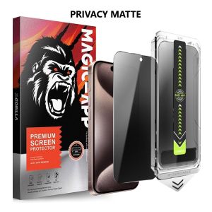 I TECH Privacy HD Clear 9H Corning Gorilla Tempered Glass Magic-App Easy Apply for iPhone 17 16 15 14 13 12 11 Pro Max / XR XS Max Air