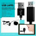 New Venture USB Lapel Microphone with Collar Clip and Custom Noise Reduction for Laptop Computer. 