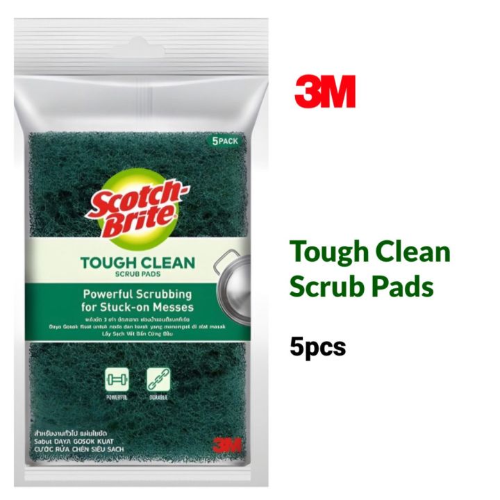 3M Scotch-Brite Tough Clean Scrub Pads 5 Pieces Per Pack | Lazada