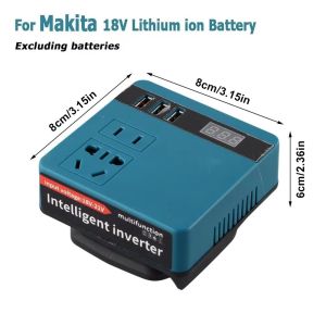 MINIMALUX 1Pcs 18V 20V To 220V Battery Inverter Multifunctional Dual Plug Outdoor Work Inverter  120W Smart Transformer For Makita For Dewalt For Milwaukee 18V Battery