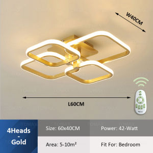 TOMAX 4Ring Modern LED Ceiling Light – 3Color Changing & Dimmable Chandelier Aluminum Alloy Pendant Lamp for Dining Room Living Room Bedroom Office – Remote Control Warm/White/Cool Light