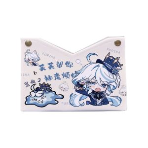 Furina Anime Tissue Holder Portable PU Leather Desktop Tissue Dispenser Cover Aesthetic Character Art Storage For Living Room Entryway Shelf Display Collector Decor