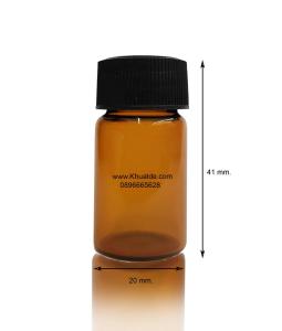 ขวด 5 มล. (100 ใบ) แก้วกลม+จุก+ฝาดำ 07#18