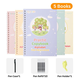 Buku Latihan Menulis Kawalan Pensel Kanak Kanak Set 5 Buku Prasekolah Latihan Menulis Mewarna Belajar Huruf Nombor Lukisan Mudah Latih Tubi Awal Pendidikan Kindergarten Painting Book Control Pen Practice Book Training Simple Strokes 儿童幼儿园绘画本控笔训练字帖启蒙练习凹槽学画