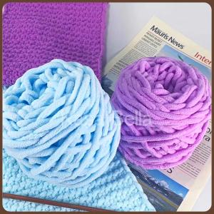 Kasa Bella - Chunky Chenille Yarn for Crochet 100g | Fluffy Yarn for Knitting | Crochet Thick Yarn Ball | DIY Scarf Sweater Towel Hand Knitting Yarn | Crochet Craft Big Yarn