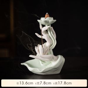 Buddhas Hand Ceramic Reverse Flow Incense Incense Incense Burner Creative Modern Home Decoration Line Incense Incense Burner Sandalwood Incense Burner佛手陶瓷倒流香香薰炉创意现代家居室内摆件线香香薰炉檀香香薰炉