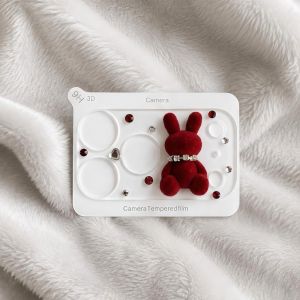 OWNNEW Gấu 3D Miếng dán bảo vệ ống kính camera điện thoại Kính trong suốt. Lấp lánh Miếng dán kính bảo vệ ống kính điện thoại đính đá Lấp lánh Chống trầy xước Nắp che ống kính máy ảnh Cho iPhone 17 Pro Max 17 Pro