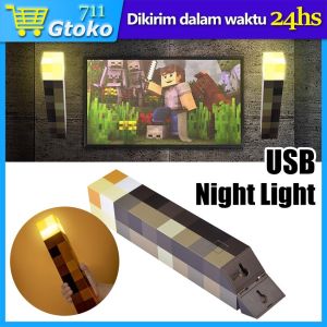 In Stock Rechargeable Minecraft Light Up Torch 28CM High Brightness LED Hand Held Mine Craft Senter