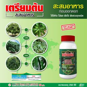 เตรียมต้น สะสมอาหาร บำรุงต้น ก่อนพ่น ก่อนราดสาร ใบเขียวเข้ม ฮอร์โมนพืช ปุ๋ยยา 250 ซีซี