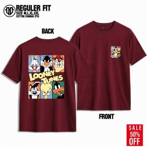 ✅ Dcavca-Mens Womens Short Sleeve regular fit cotton combed 24s character print front back Daffy printed T-shirt .C