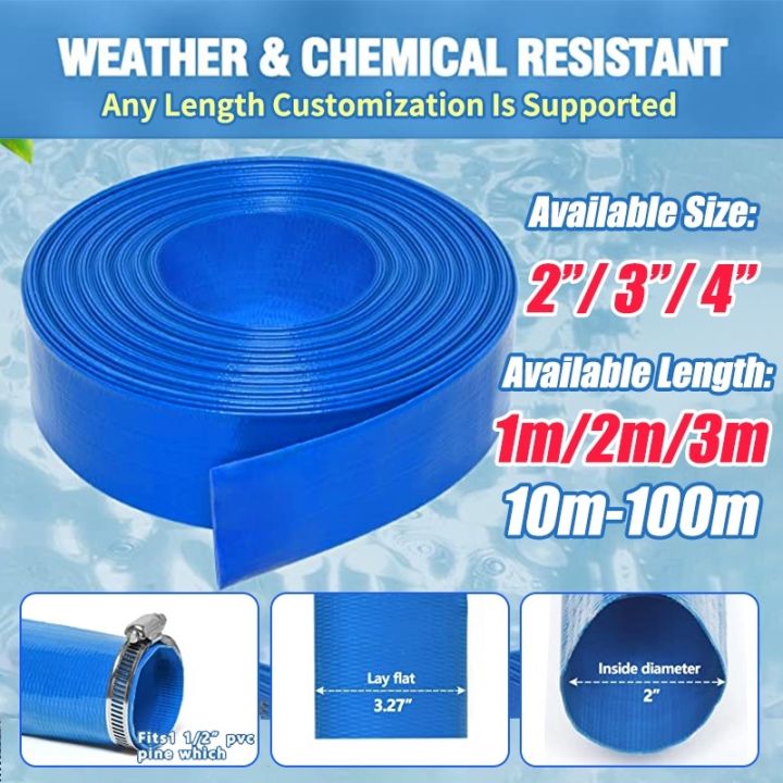 ins recommend Discharge Duct Flat Blue Hose PVC 2 3 4 Inches ...