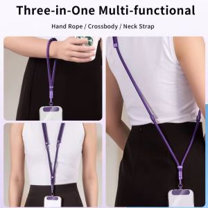 (SG) SCHUB 3-in-1 Stylist Phone Adjustable Strap - Crossbody Hand & Neck Strap Stainless Steel Patch for Mobile Phones
