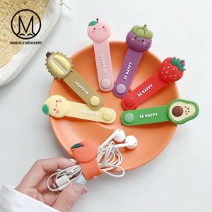 Cute Cartoon Cable Organizer Wrap Clips Wire Cord Winder Earphone Winder